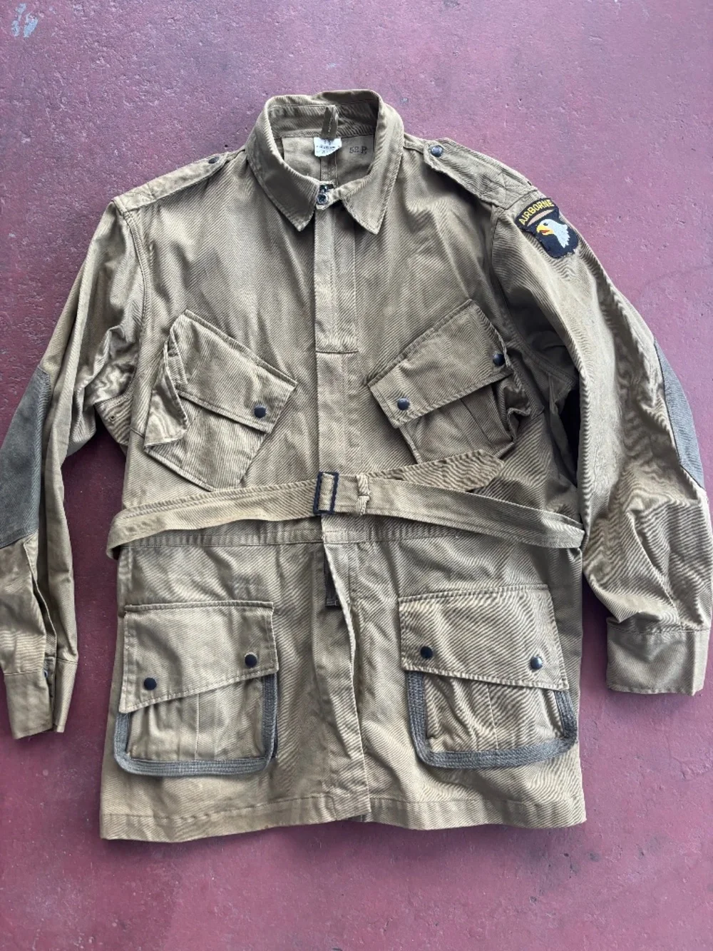 WWII US AIRBORNE PARATROOPER M1942 M42 REINFORCED JUMP JACKET XXL 52R ATF PATCH